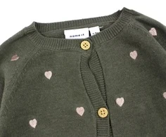 Name It dusty olive hjerter cardigan